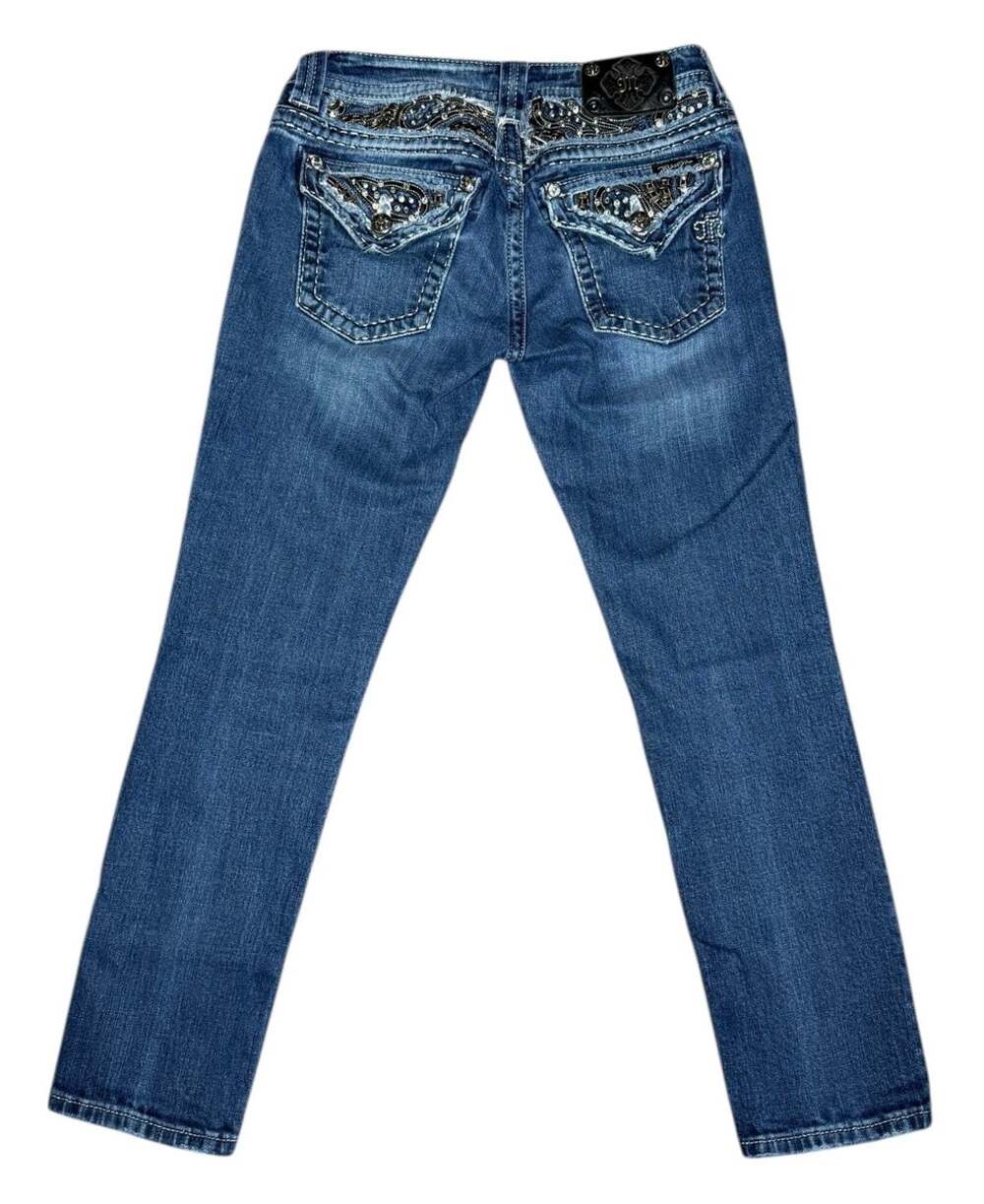 Vintage Y2k Miss Me Rhinestones Skinny Denim Jeans Size 29